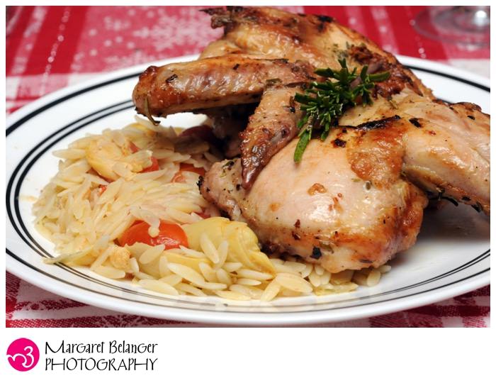 Butterflied rosemary chicken with orzo