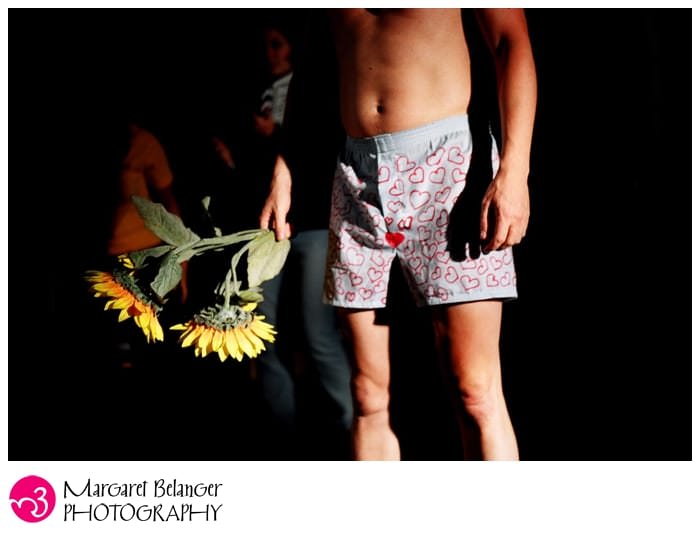 Man in heart boxers with sunflowers, Streakers, USC