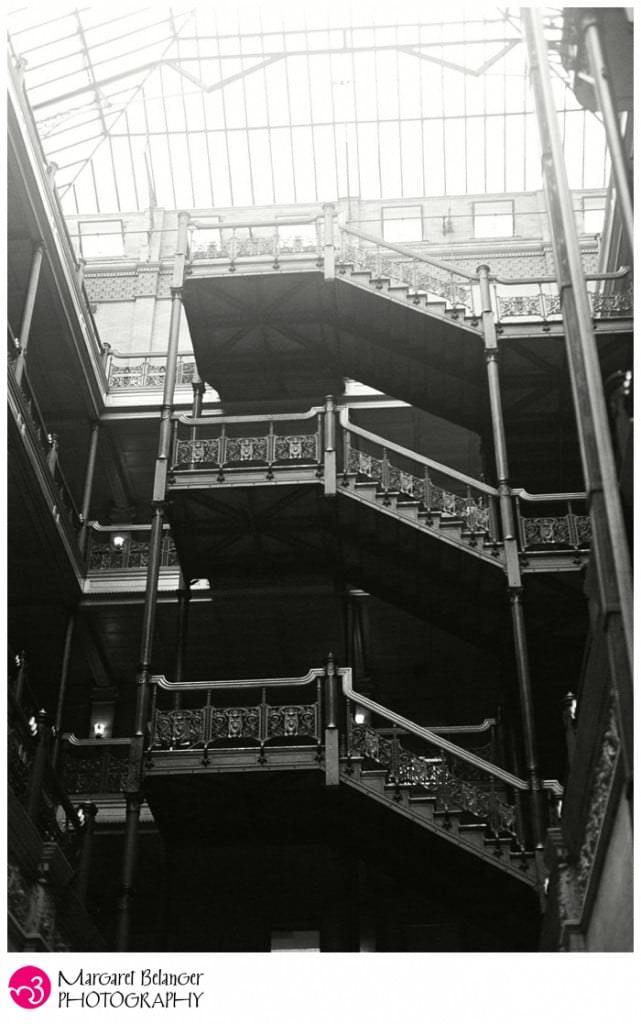 Staircase inside the Bradbury Building in downtown Los Angeles