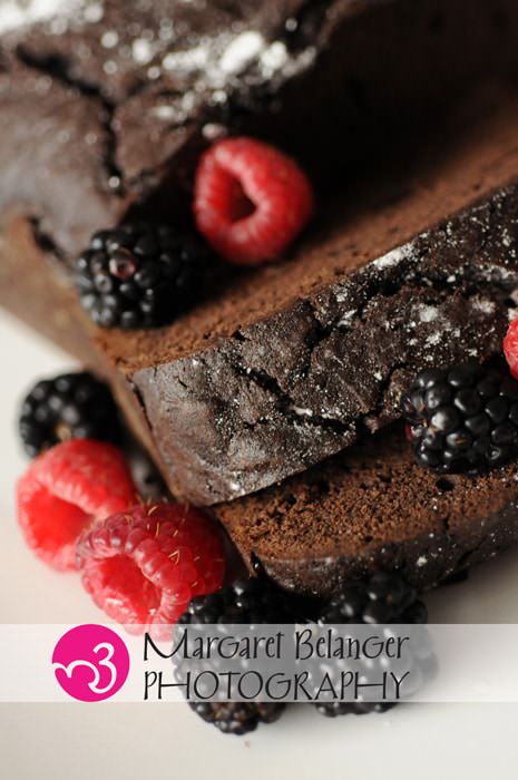 Chocolate cake with raspberries and blackberries