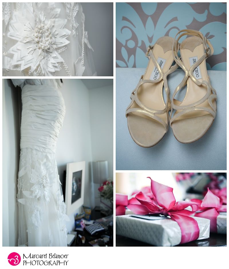 Photos of shoes, dress, gifts, at the Camden Harbour Inn
