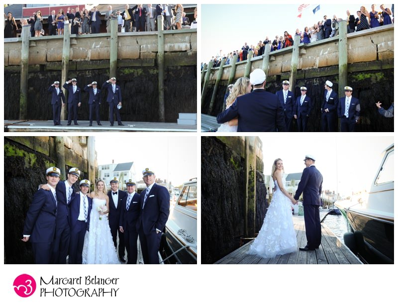 Bride and groom arriving to their wedding reception, Camden Yacht Club