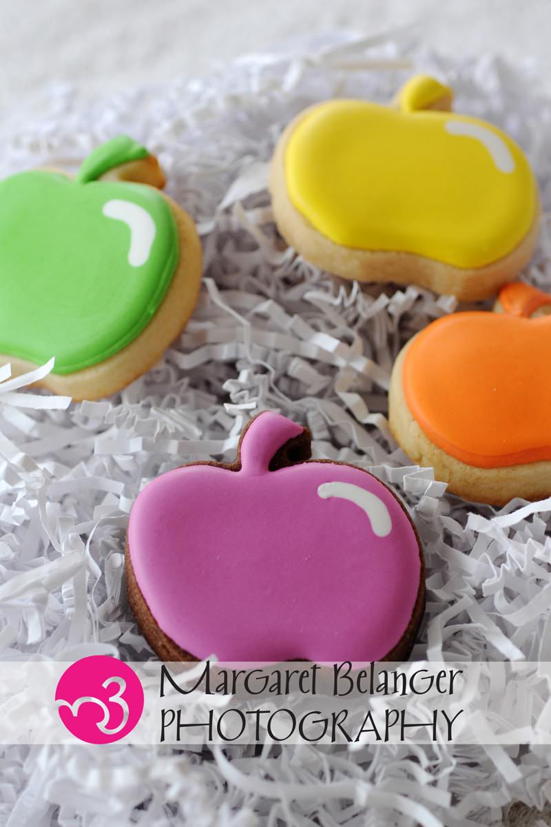 Apple shaped cookies made by Iced, A Cookie Company
