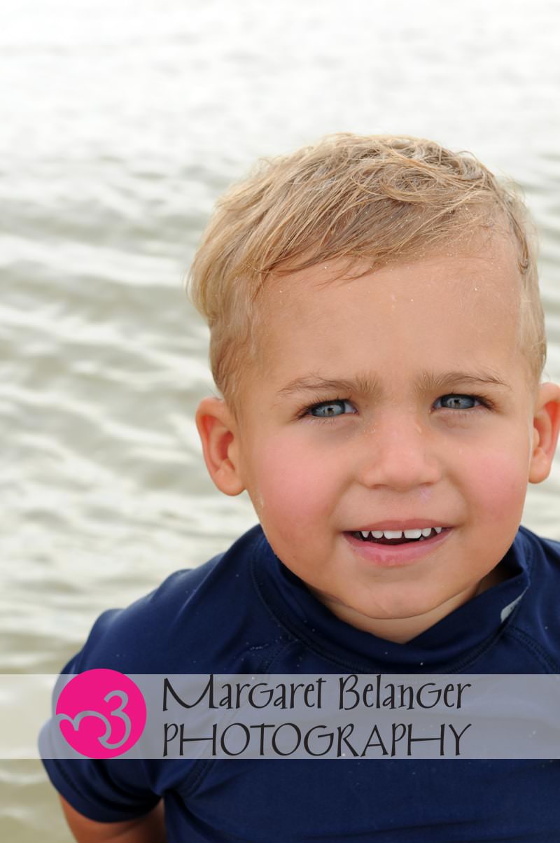 Little boy in the ocean, Cape Cod family session
