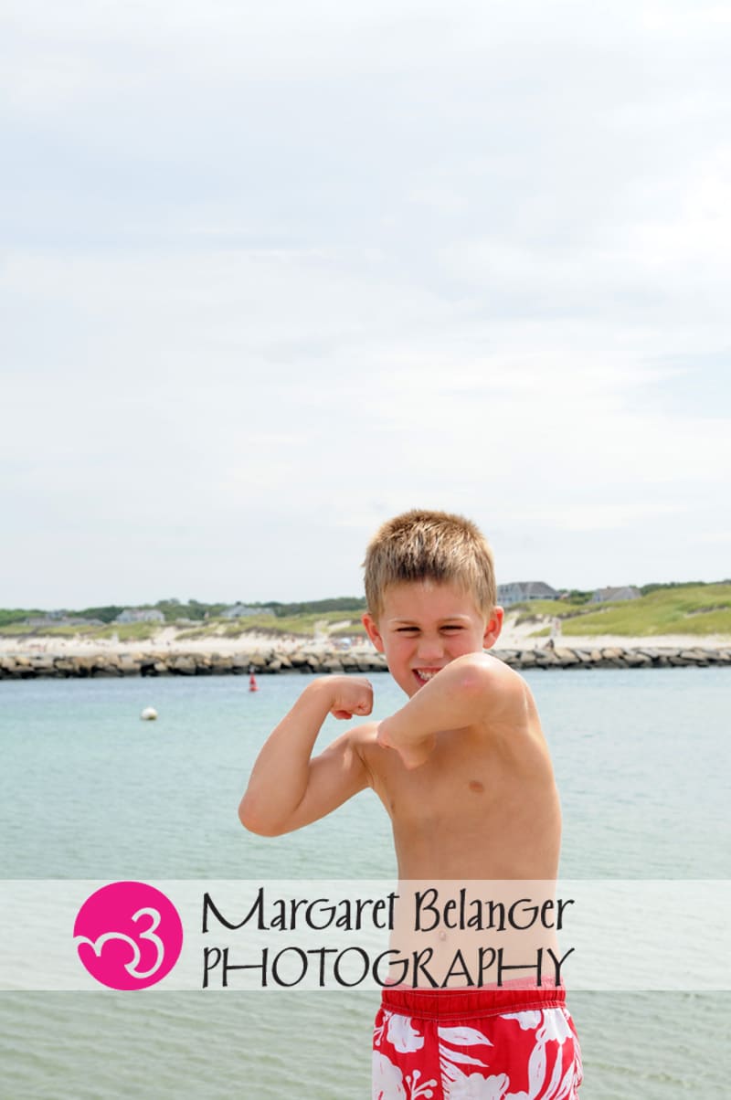 Boy posing for camera, Cape Cod family session