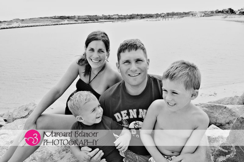 Black and white family photo, Cape Cod maternity session