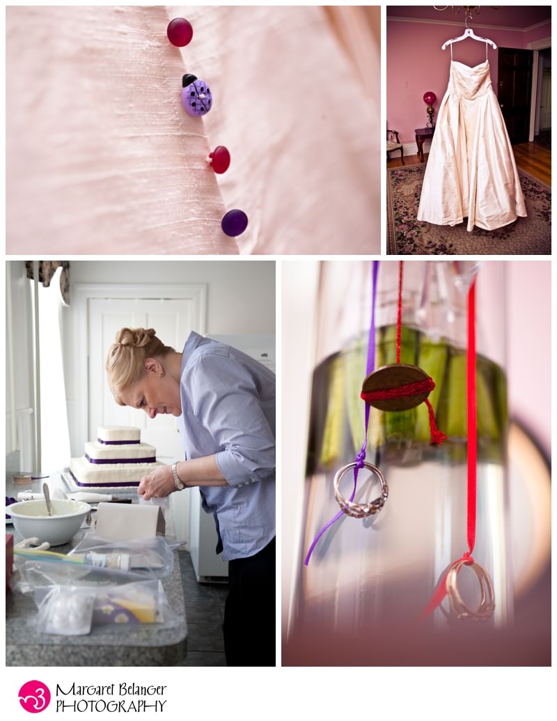 Asa Waters Mansion wedding details, red, pink, and purple