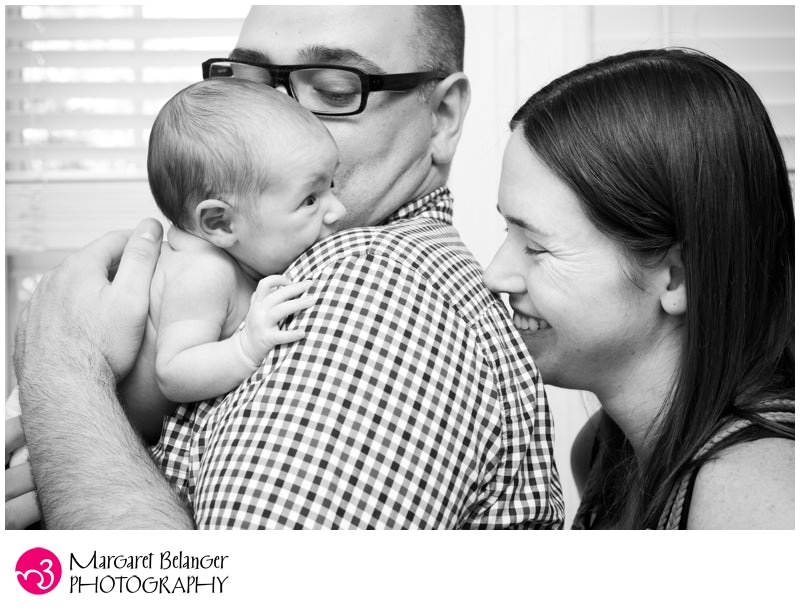 First family portrait, black and white, Boston newborn photography