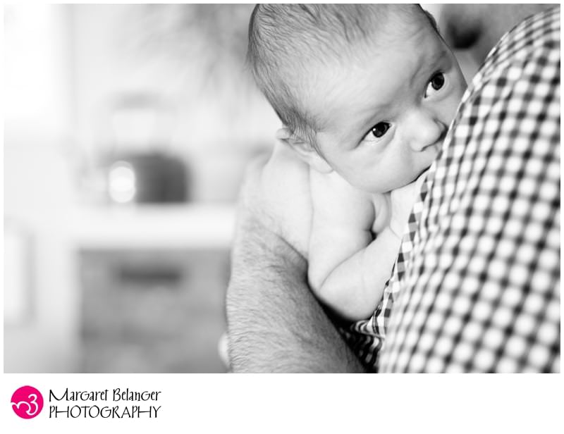 Baby C and dad, black and white, Boston newborn photographers