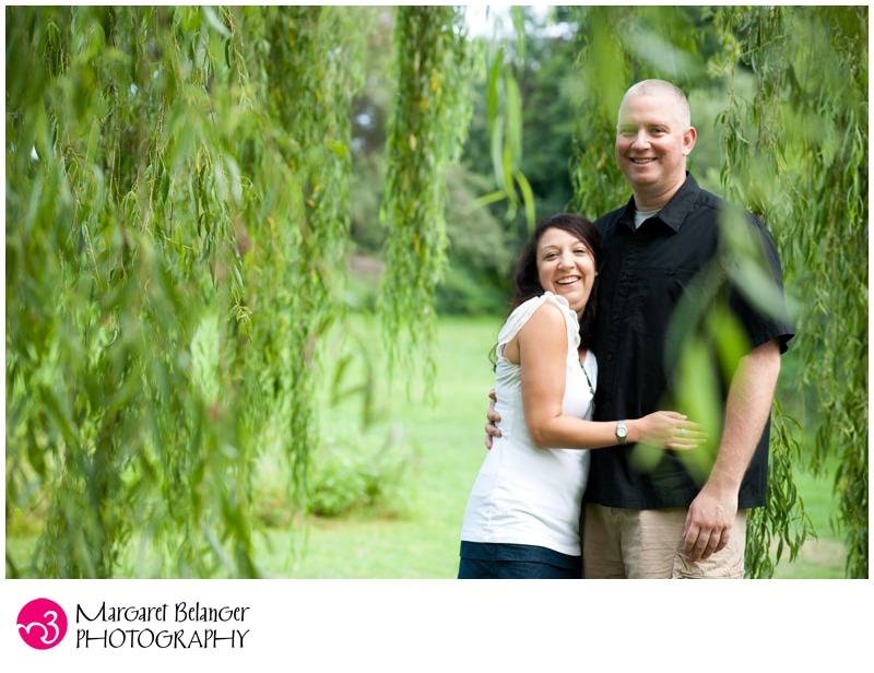 Engagement photos at Larz Anderson Park, weeping willows