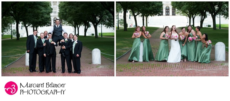 Wedding portraits in front of the Rhode Island State House