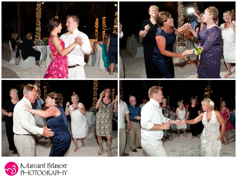 Guests dancing at Renaissance Island wedding reception, Aruba