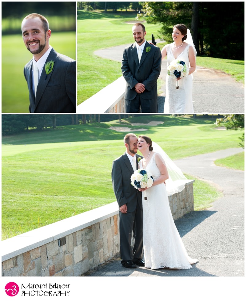 Bride and groom, first look, Indian Pond Country Club