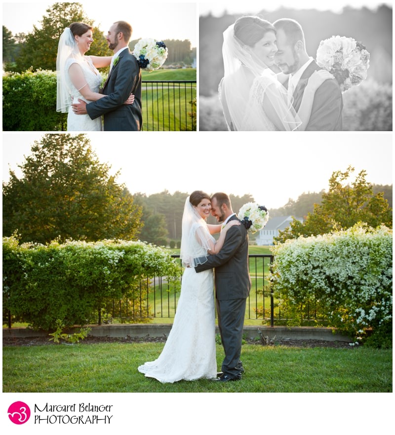 Sunkissed portraits of bride and groom, Indian Pond Country Club, Kingston, MA