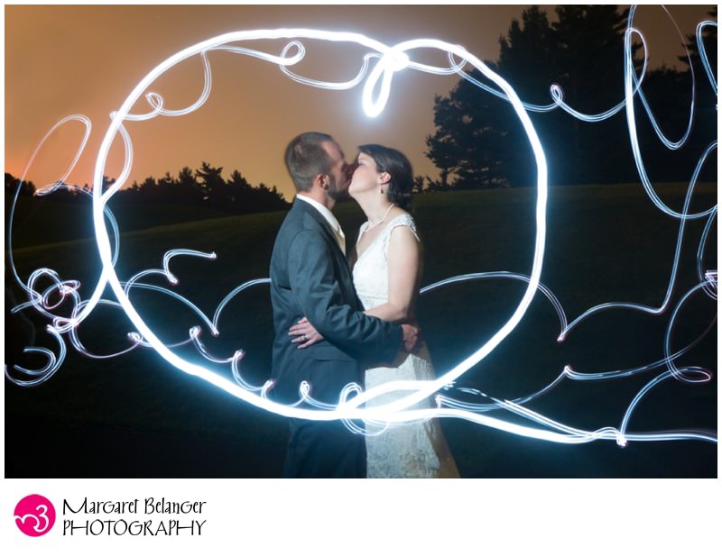 Bride and groom portrait, painting with light, Indian Pond Country Club