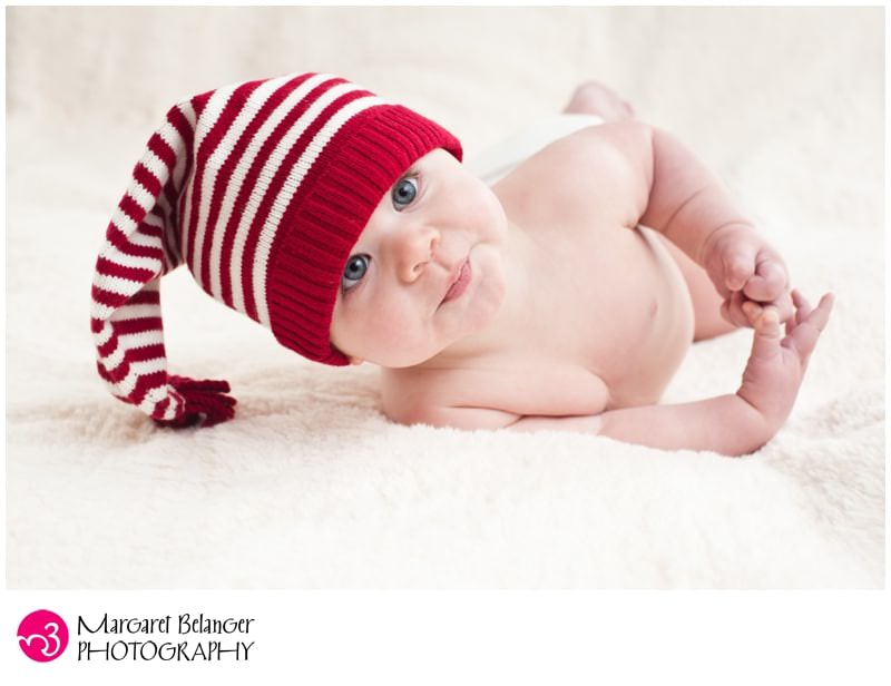 Baby in a Christmas hat