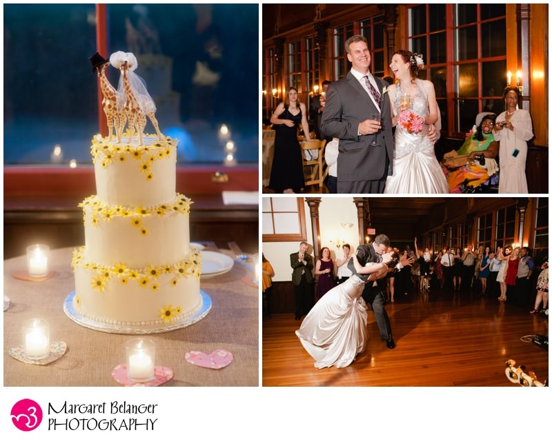 Wedding cake and first dance, Kinney Bungalow wedding reception