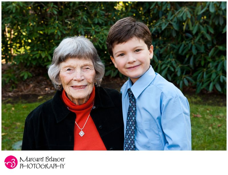 A Wellesly, MA portrait of a 90 year old grandmother and her grandson