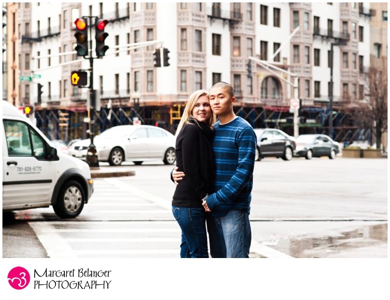 Boston engagement session, Copley Square intersection