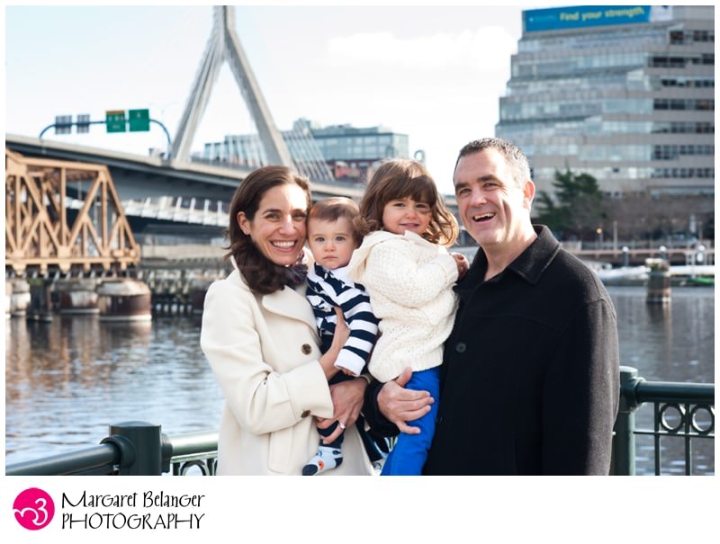 Boston family photo with Zakim Bridge in the background