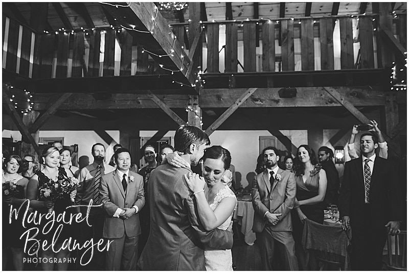 Bride and groom's first dance at their Bittersweet Farm wedding