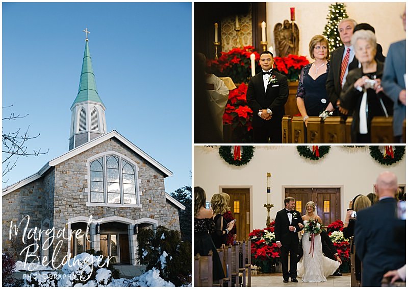 Winter wedding ceremony at a church