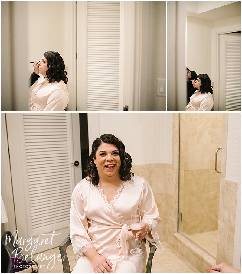 The bride getting her make-up done at the Ritz Carlton Boston