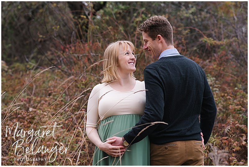 New Hampshire apple orchard autumn maternity session, tall grass