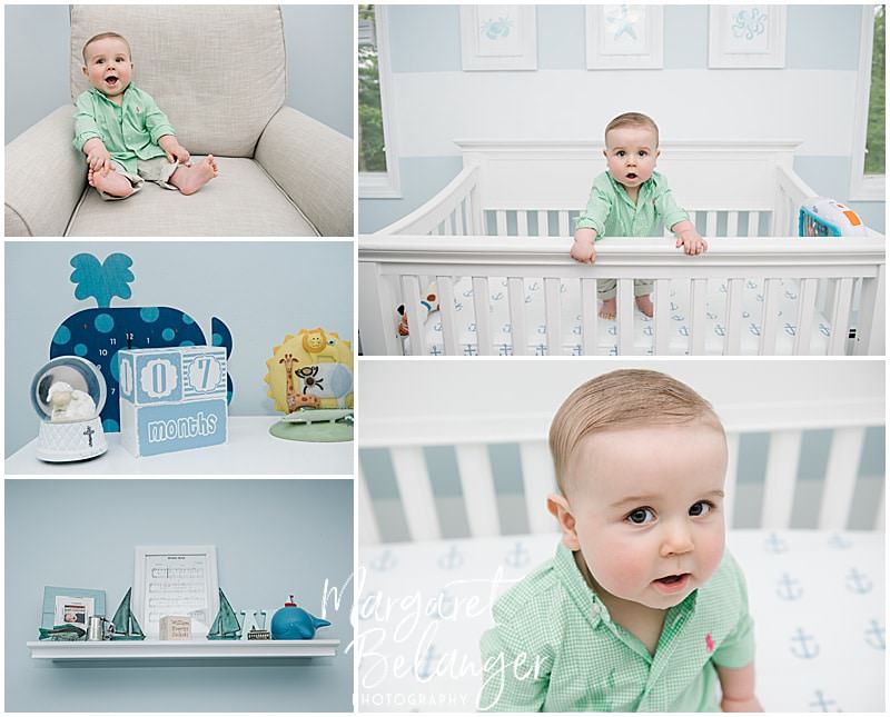 7 month old in his crib, Rhode Island family session