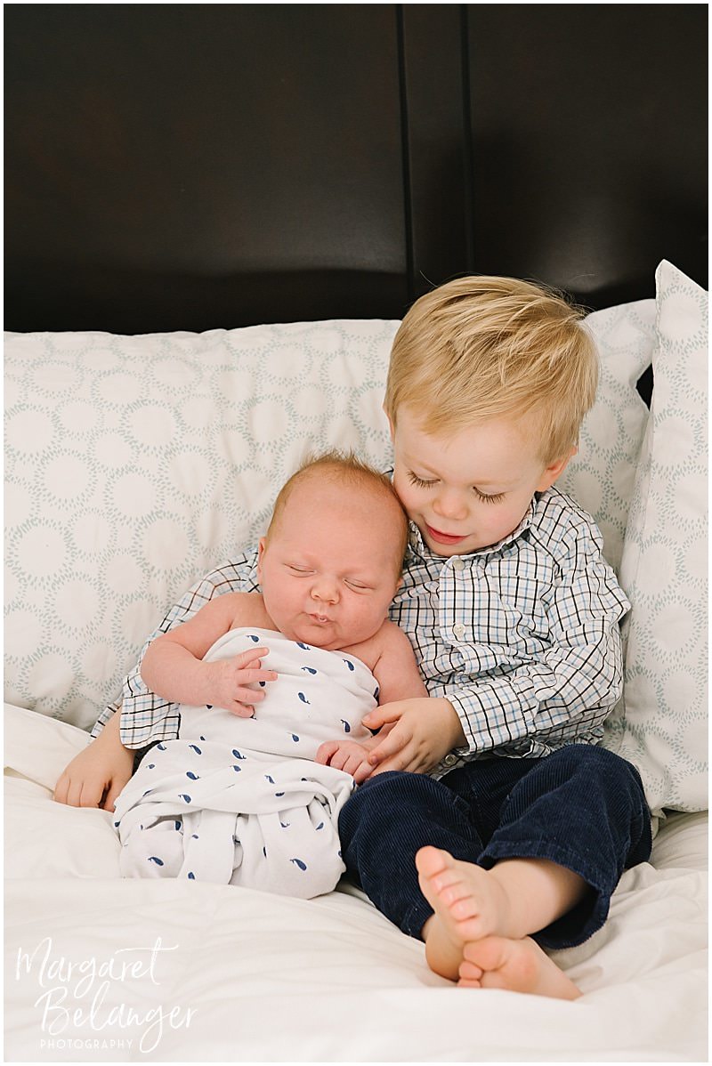Winchester newborn session at home, brothers