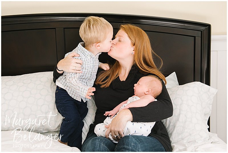 Winchester newborn session at home, mom and her two sons