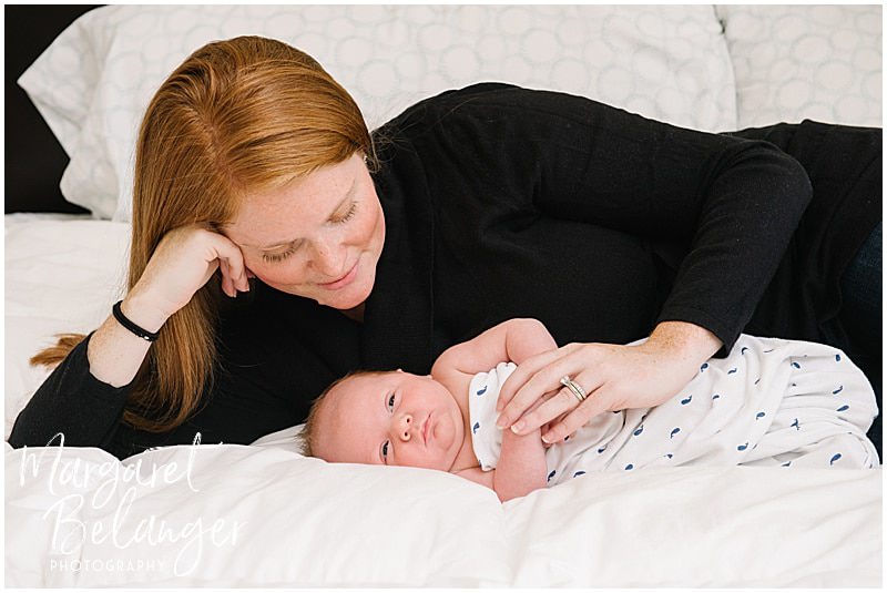 Winchester newborn session at home, mom and newborn son