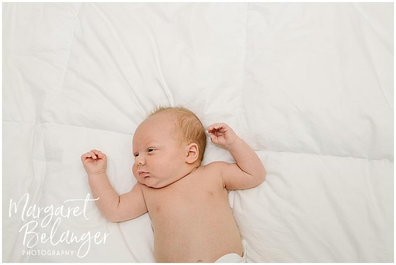 Winchester newborn session at home, newborn on bed