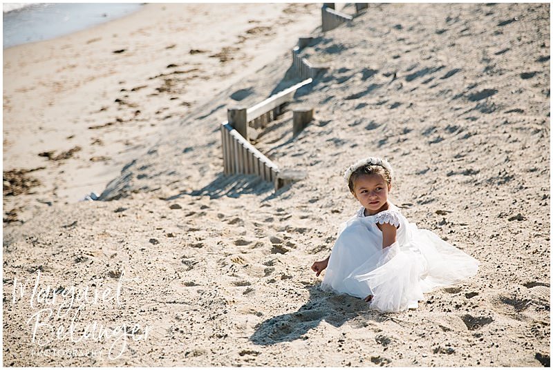 New Seabury Country Club wedding, flower girl on the beach