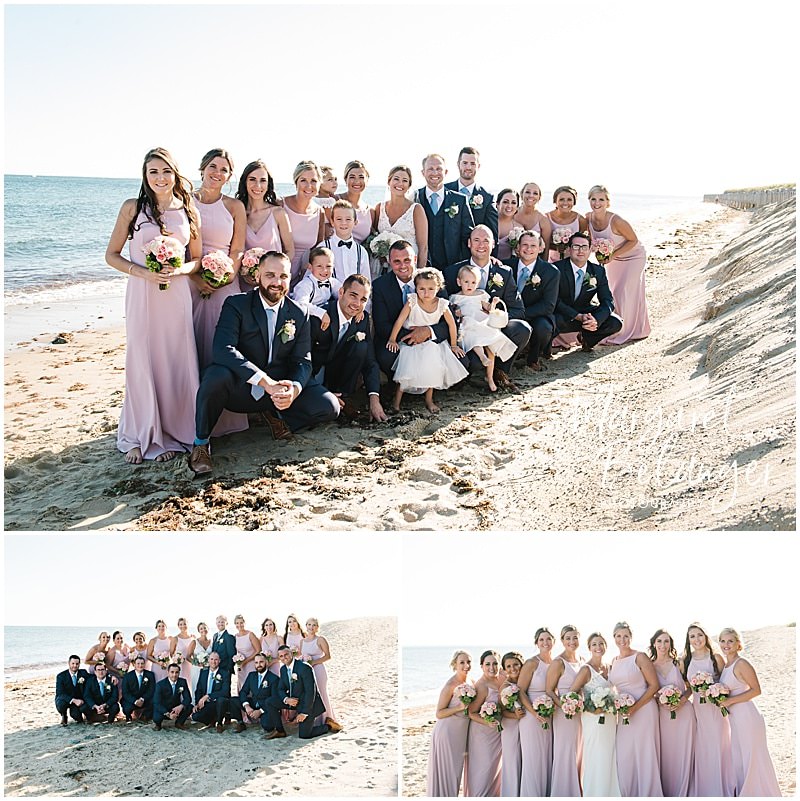 New Seabury Country Club wedding, wedding party on the beach