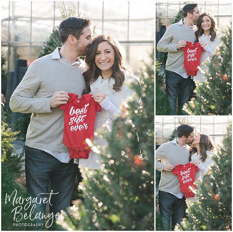 Mahoney's Winchester pregnancy announcement, portraits among the Christmas trees
