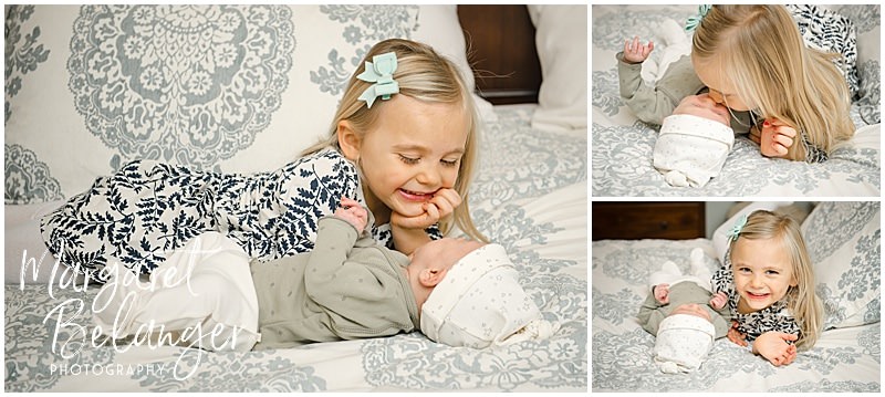 Charlestown newborn session, sister and baby brother