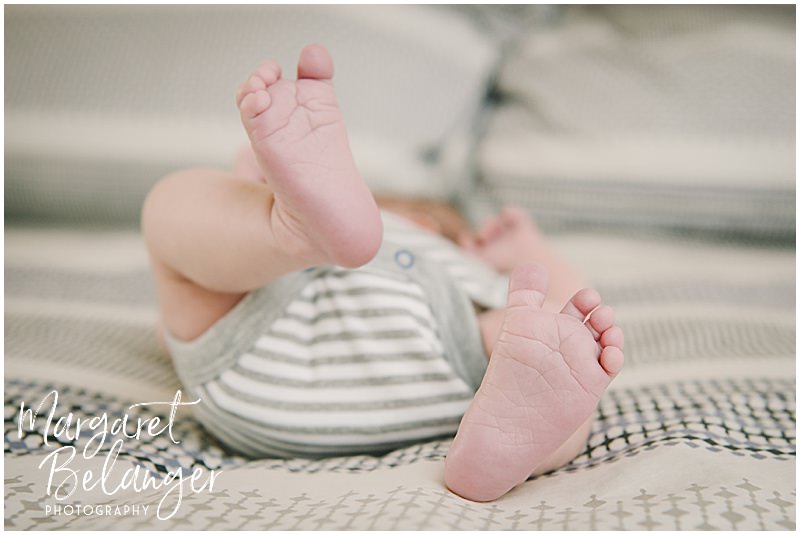 Newborn boy's feet at a Winchester, MA newborn photo session