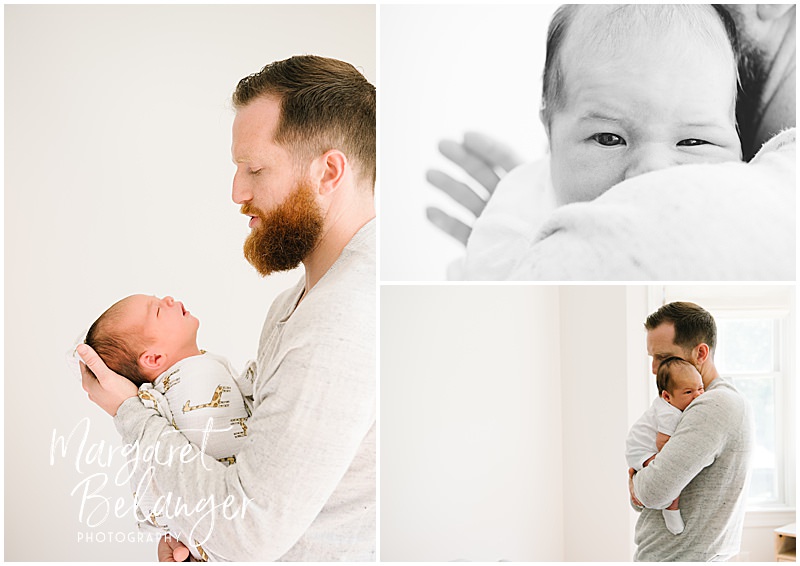 Dad holds newborn son during an at-home Winchester newborn session.
