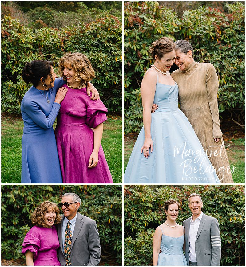 Brides pose with their parents before their wedding at Allandale Farm